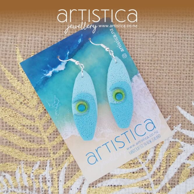 surfboard hand made stud earrings artistica polymer clay