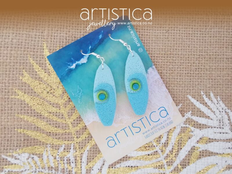 surfboard hand made stud earrings artistica polymer clay
