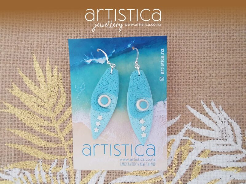 surfboard hand made stud earrings artistica polymer clay