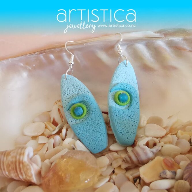 surfboard hand made stud earrings artistica polymer clay