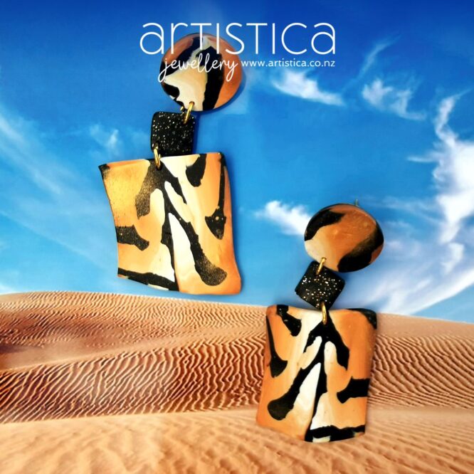E0115 earrings artistica polymer clay Tigris animal pattern