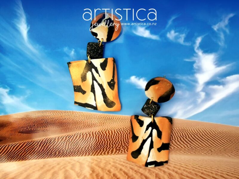 E0115 earrings artistica polymer clay Tigris animal pattern