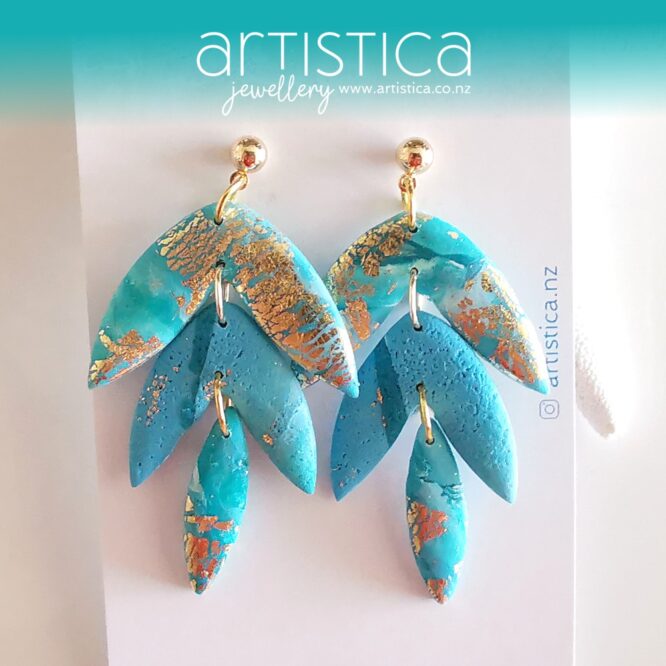 flower shaped hand made stud earrings artistica polymer clay