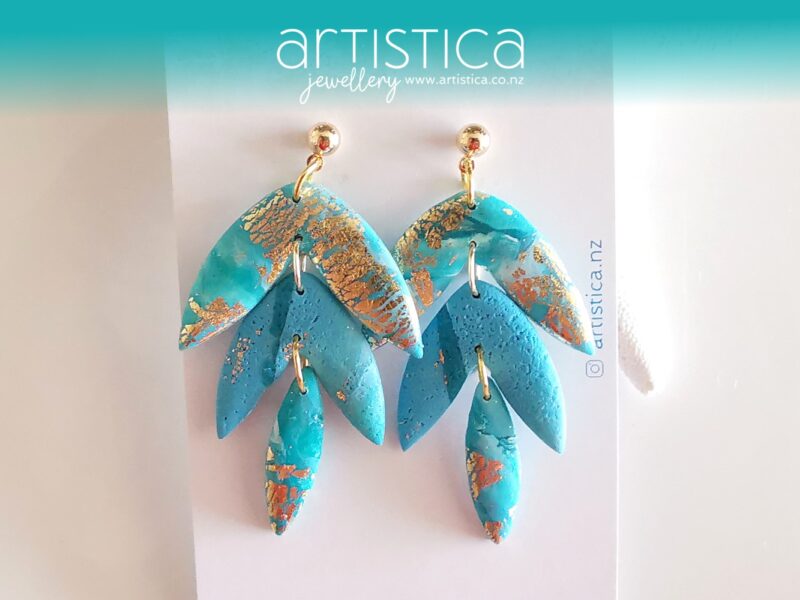 flower shaped hand made stud earrings artistica polymer clay