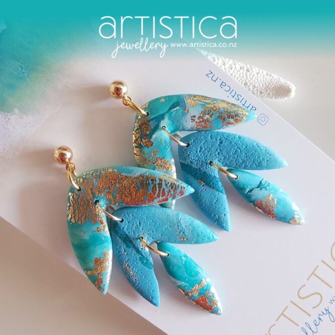 flower shaped hand made stud earrings artistica polymer clay