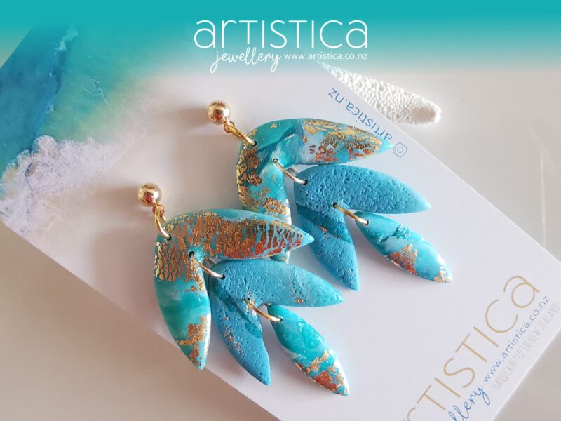 flower shaped hand made stud earrings artistica polymer clay