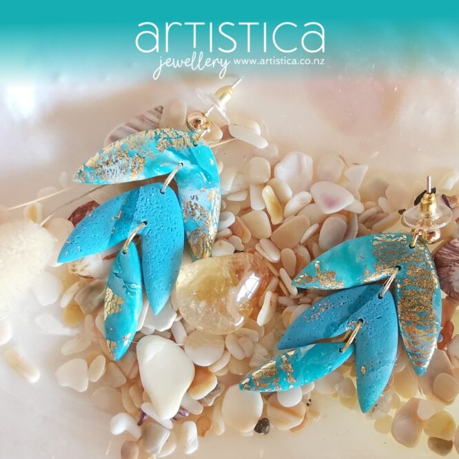 flower shaped hand made stud earrings artistica polymer clay