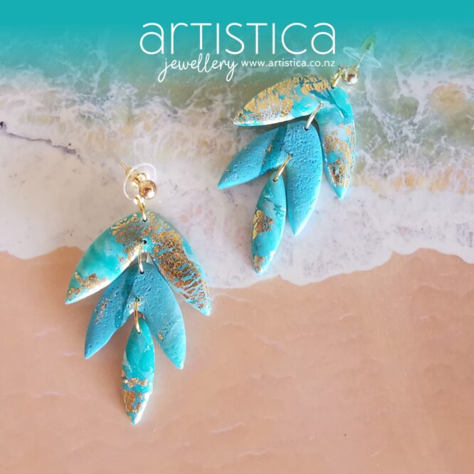 flower shaped hand made stud earrings artistica polymer clay