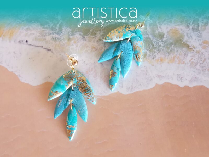 flower shaped hand made stud earrings artistica polymer clay