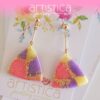 New Zealand hand made earrings artistica-polymer clay pink purple translucent kaleidoscope