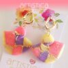 New Zealand hand made earrings artistica-polymer clay pink purple translucent talula