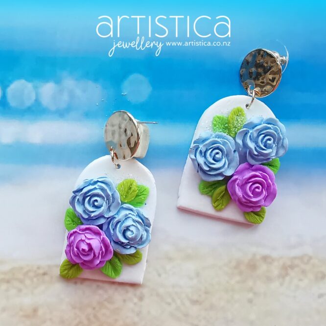 polymer clay handmade earrings roses
