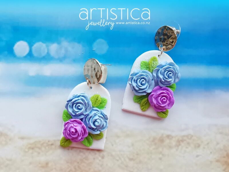 polymer clay handmade earrings roses