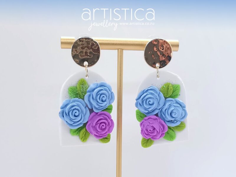 polymer clay handmade earrings roses