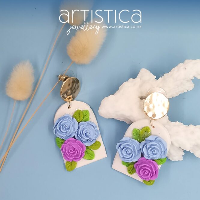 polymer clay handmade earrings roses
