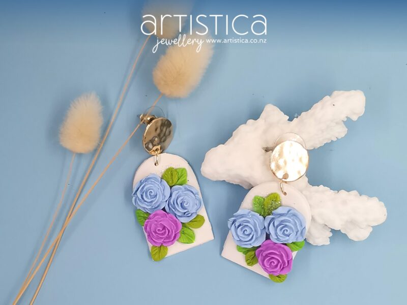polymer clay handmade earrings roses