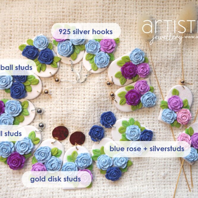 polymer clay handmade earrings roses