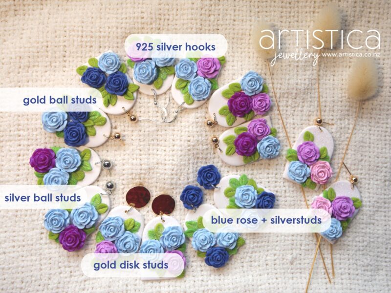 polymer clay handmade earrings roses