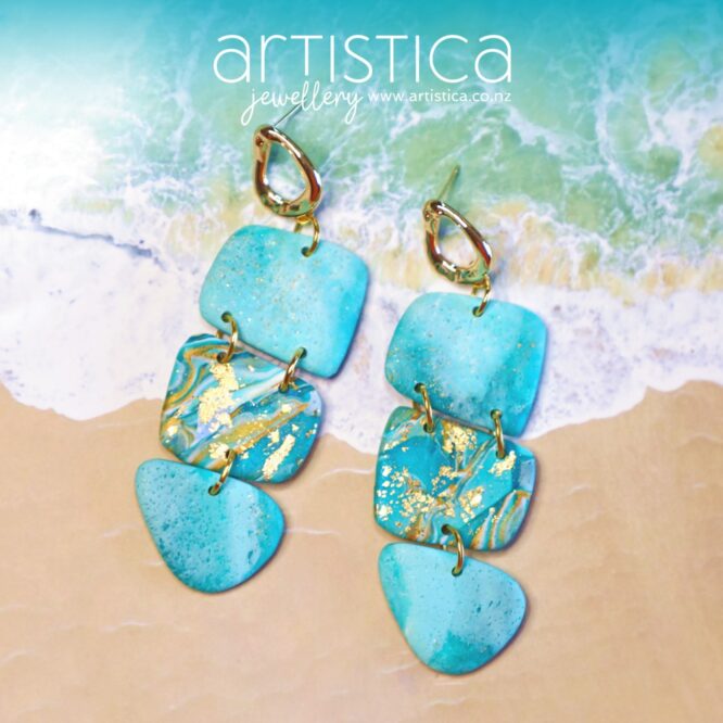 extra long earrings polymer clay handcrafted by Artistica NZ