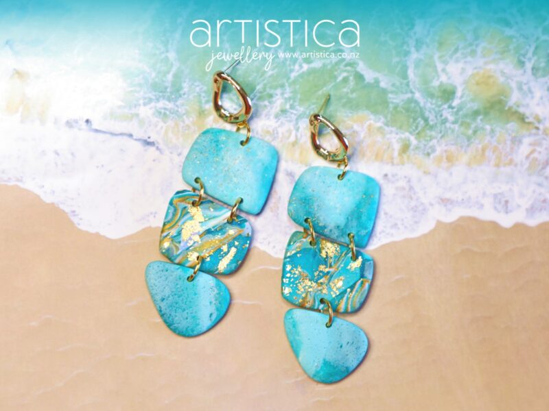 extra long earrings polymer clay handcrafted by Artistica NZ