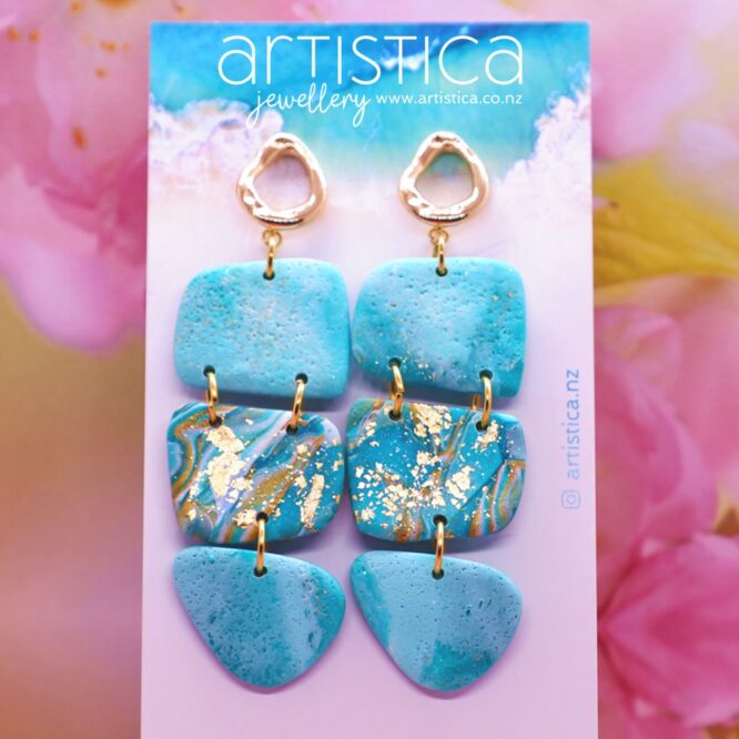 extra long earrings polymer clay handcrafted by Artistica NZ