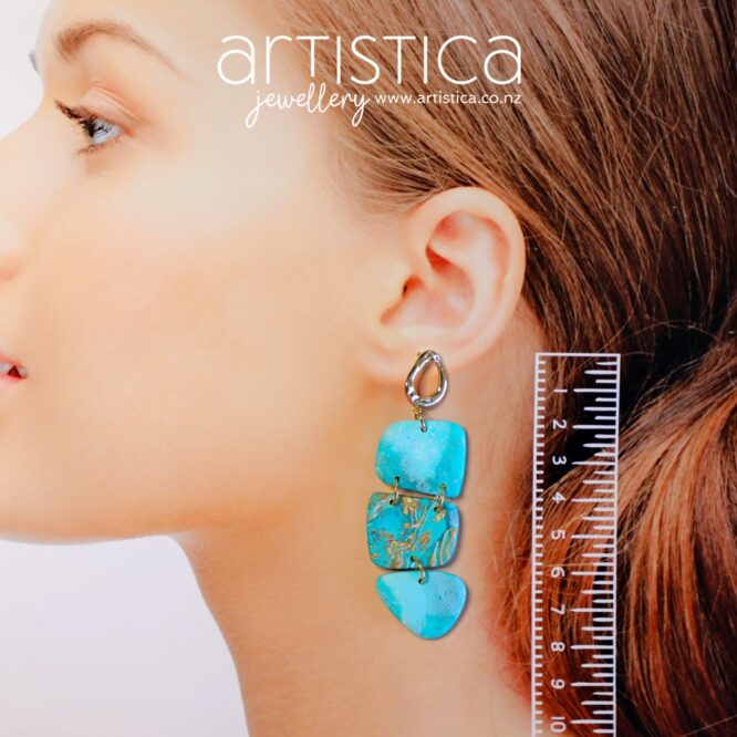 extra long earrings polymer clay handcrafted by Artistica NZ