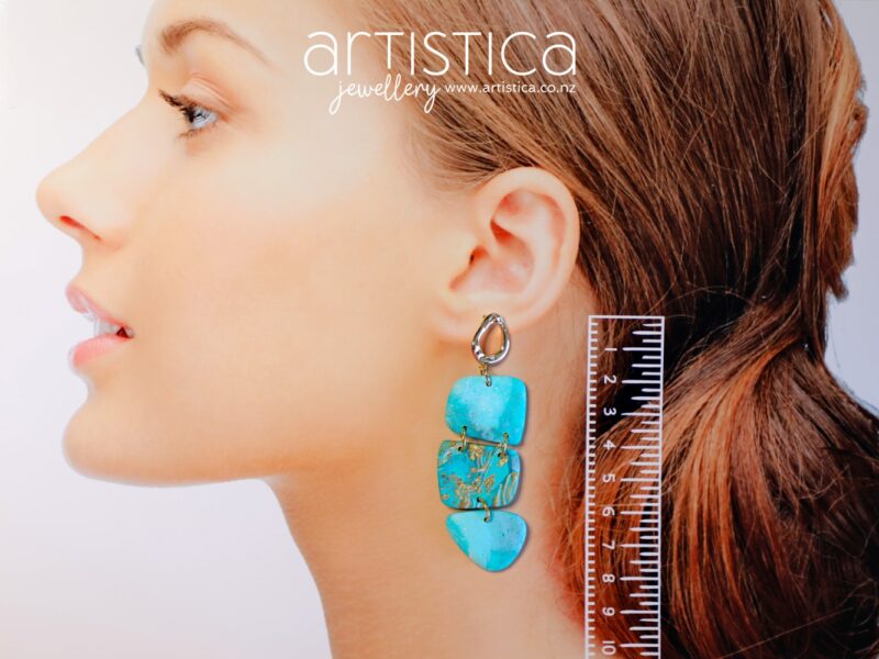 extra long earrings polymer clay handcrafted by Artistica NZ