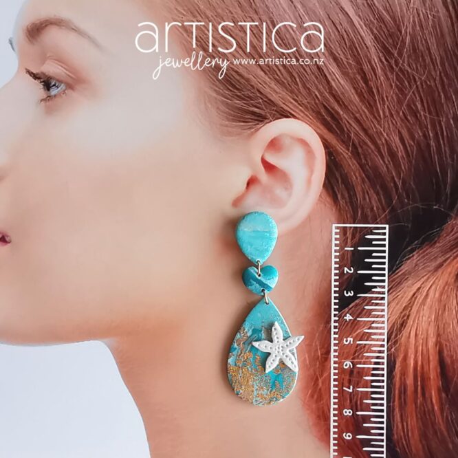 Mermaid earrings polymer clay handcrafted by Artistica NZ