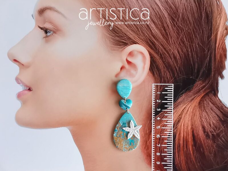 Mermaid earrings polymer clay handcrafted by Artistica NZ