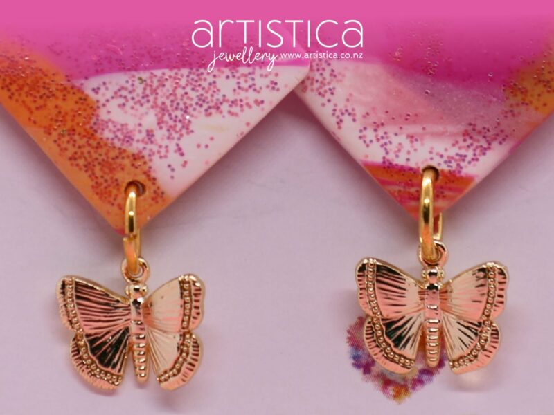 butterfly earrings polymer clay handcrafted by Artistica NZ