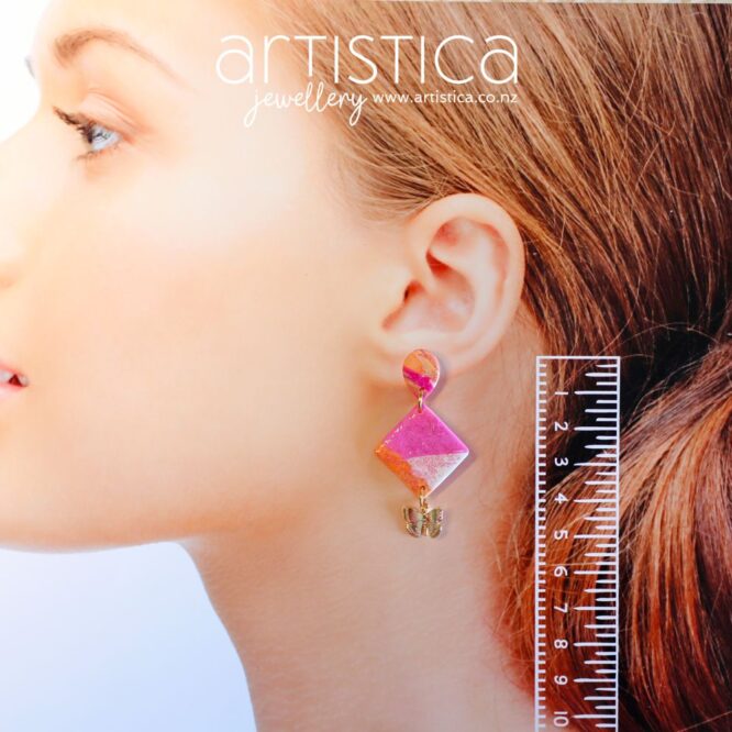 butterfly earrings polymer clay handcrafted by Artistica NZ