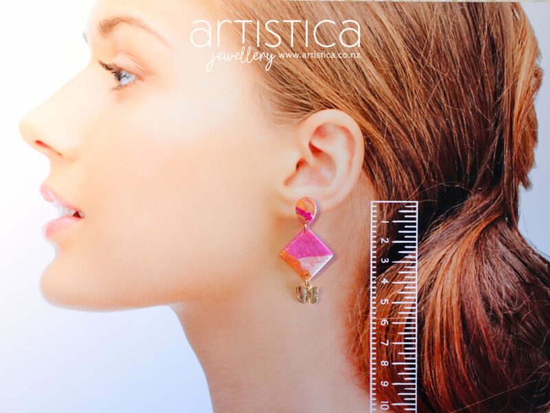 butterfly earrings polymer clay handcrafted by Artistica NZ