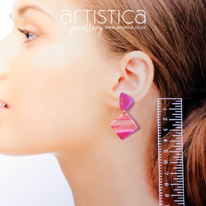 measurement for earrings polymer clay handcrafted by Artistica NZ