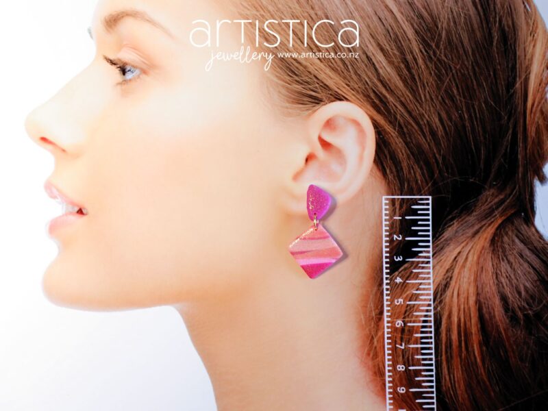 measurement for earrings polymer clay handcrafted by Artistica NZ