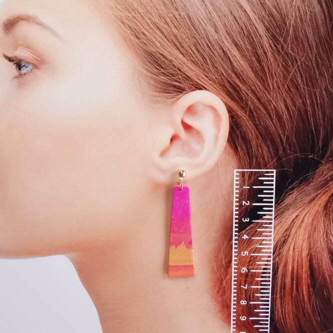 polymer clay earrings handcrafted in New Zealand by Artistica orange