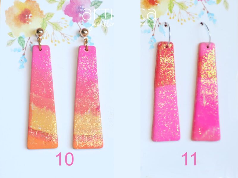 polymer clay earrings handcrafted in New Zealand by Artistica pink blush yellow