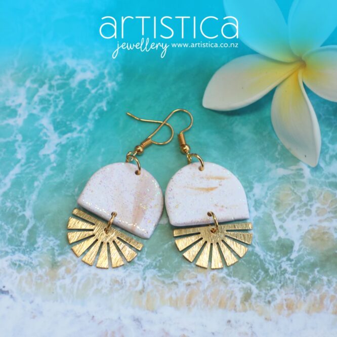polymer clay earrings handcrafted in New Zealand by Artistica sun