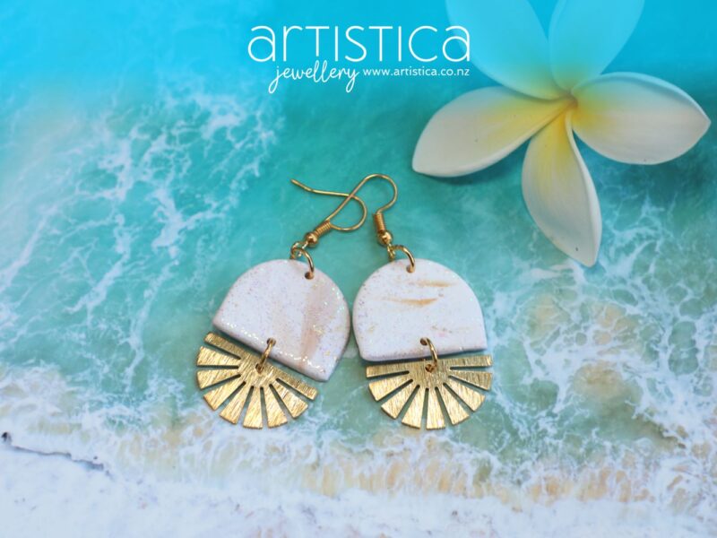 polymer clay earrings handcrafted in New Zealand by Artistica sun
