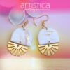polymer clay earrings handcrafted in New Zealand by Artistica white sun