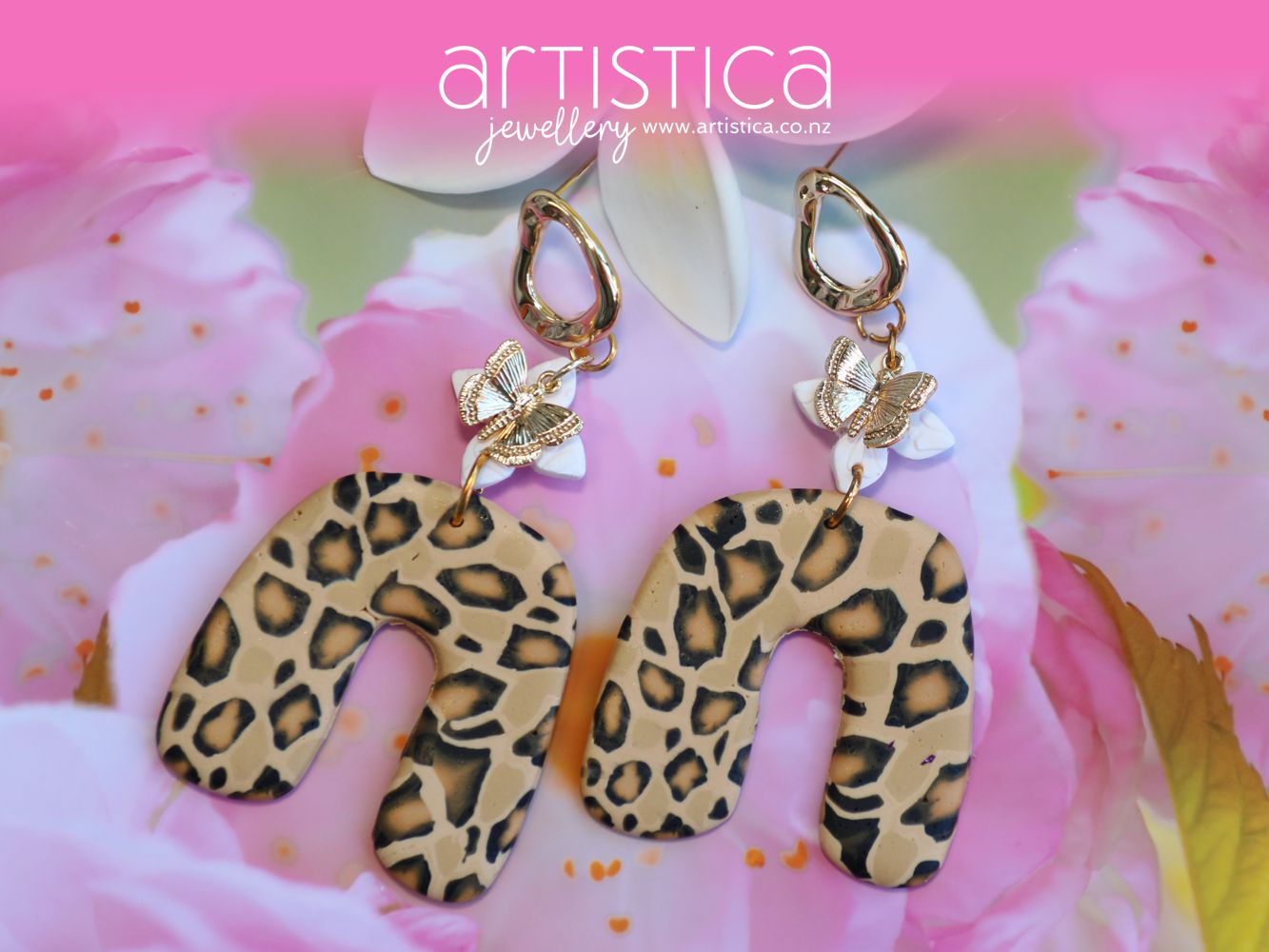 Pink leopard discount print earrings
