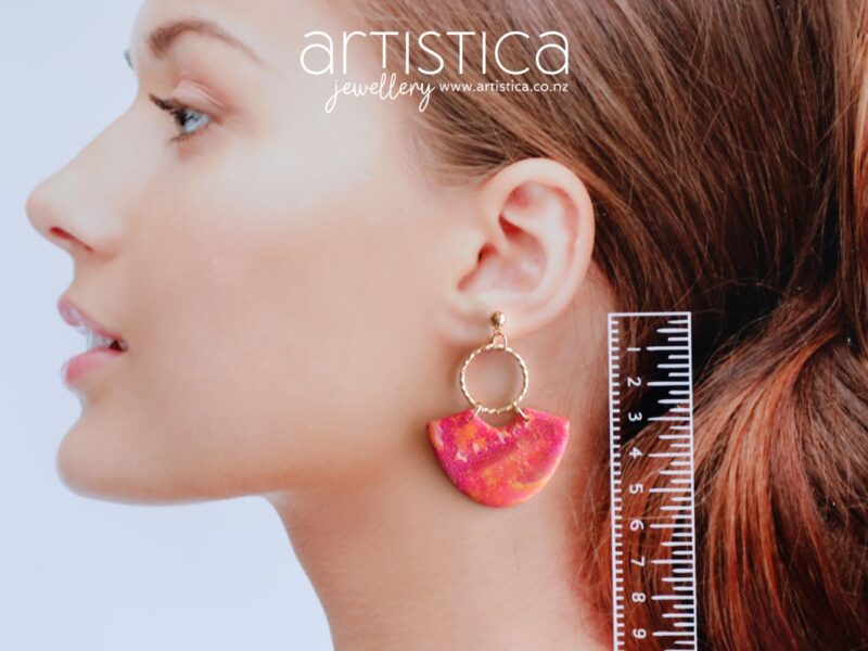 polymer clay earrings handcrafted in New Zealand by Artistica fire