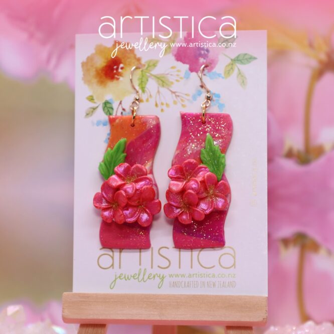 Flower earrings New Zealand polymer clay handcrafted by Artistica