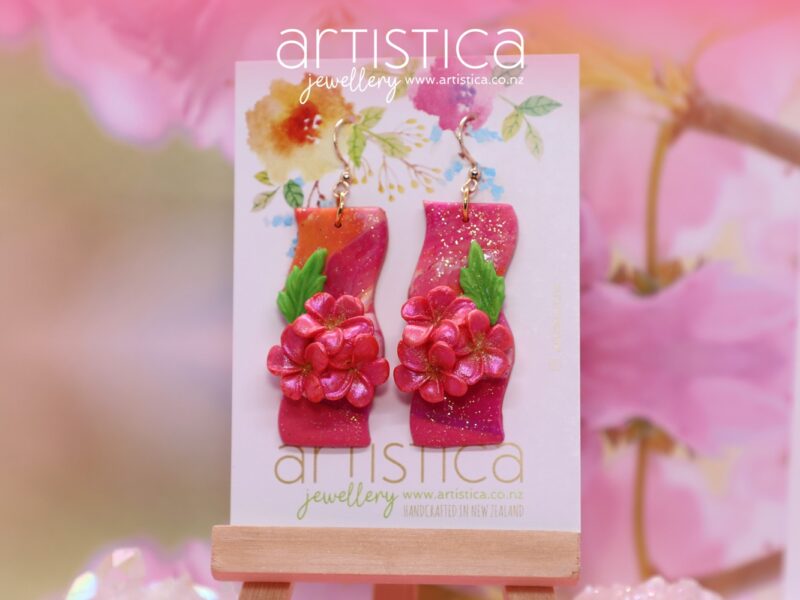 Flower earrings New Zealand polymer clay handcrafted by Artistica