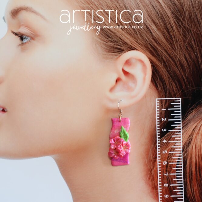 Flower earrings New Zealand polymer clay handcrafted by Artistica