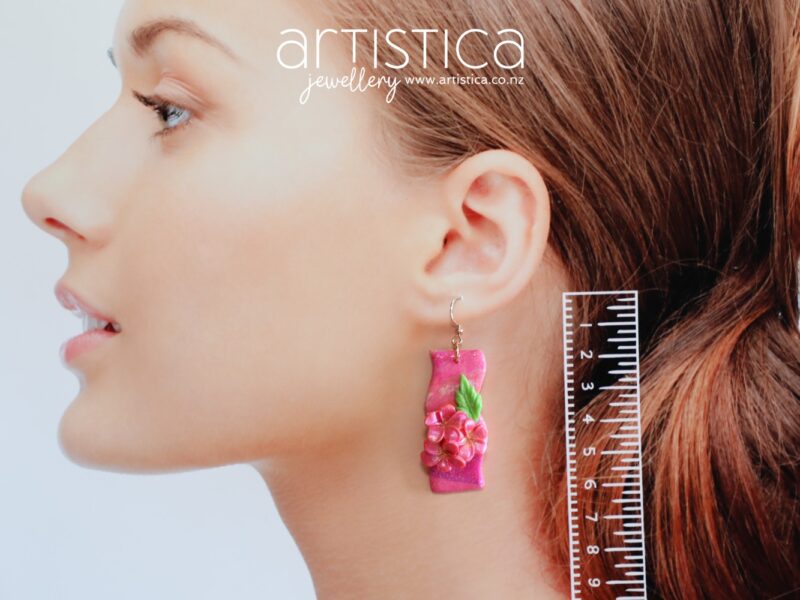 Flower earrings New Zealand polymer clay handcrafted by Artistica