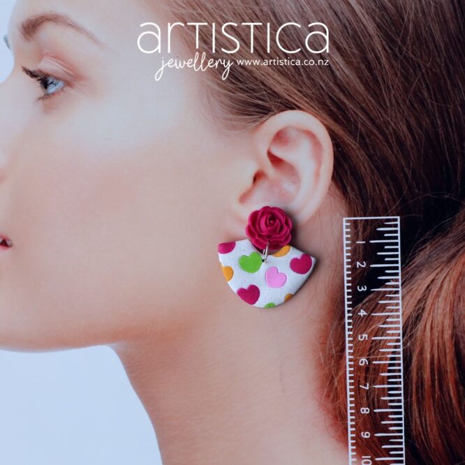 Heart earrings polymer clay handcrafted NZ