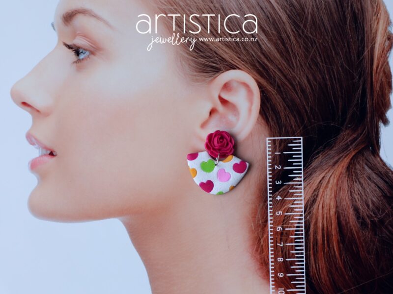 Heart earrings polymer clay handcrafted NZ