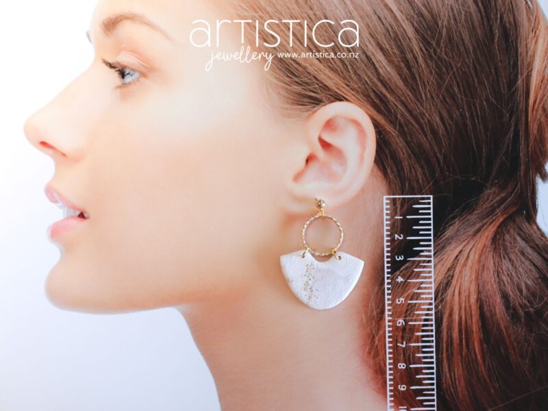 polymer clay earrings handcrafted in New Zealand by Artistica gold white inca