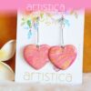 polymer clay earrings handcrafted in New Zealand by Artistica shimmering heart