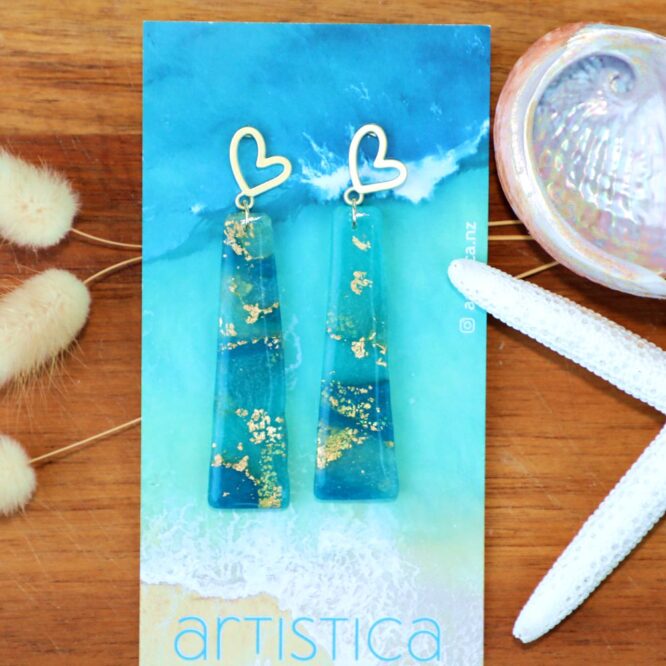 nz artistica polymer clay earrings blue translucent resin